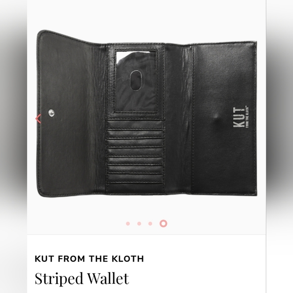 Kut from the Kloth Striped Wallet Black & White Vegan Snap Close Tri Fold - Picture 2 of 6